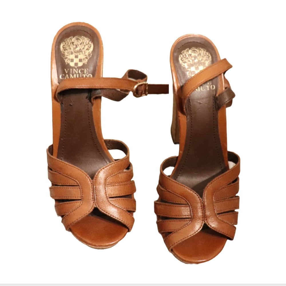 Vince Camuto brown leather wedges size 8.5